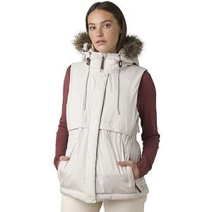 New PrAna Women's Banajaara Vest Down Hooded Removable Faux Fur Small NWT